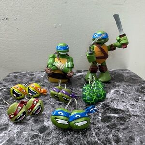 2014 TMNT Teenage Mutant Ninja Turtles Shower Curtain Hooks & Toothbrush Holder